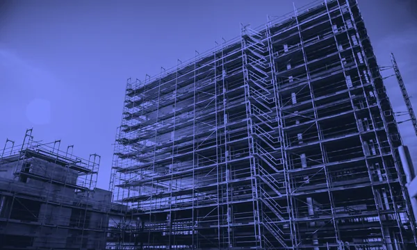 Sturdy steel scaffolding supporting a structure