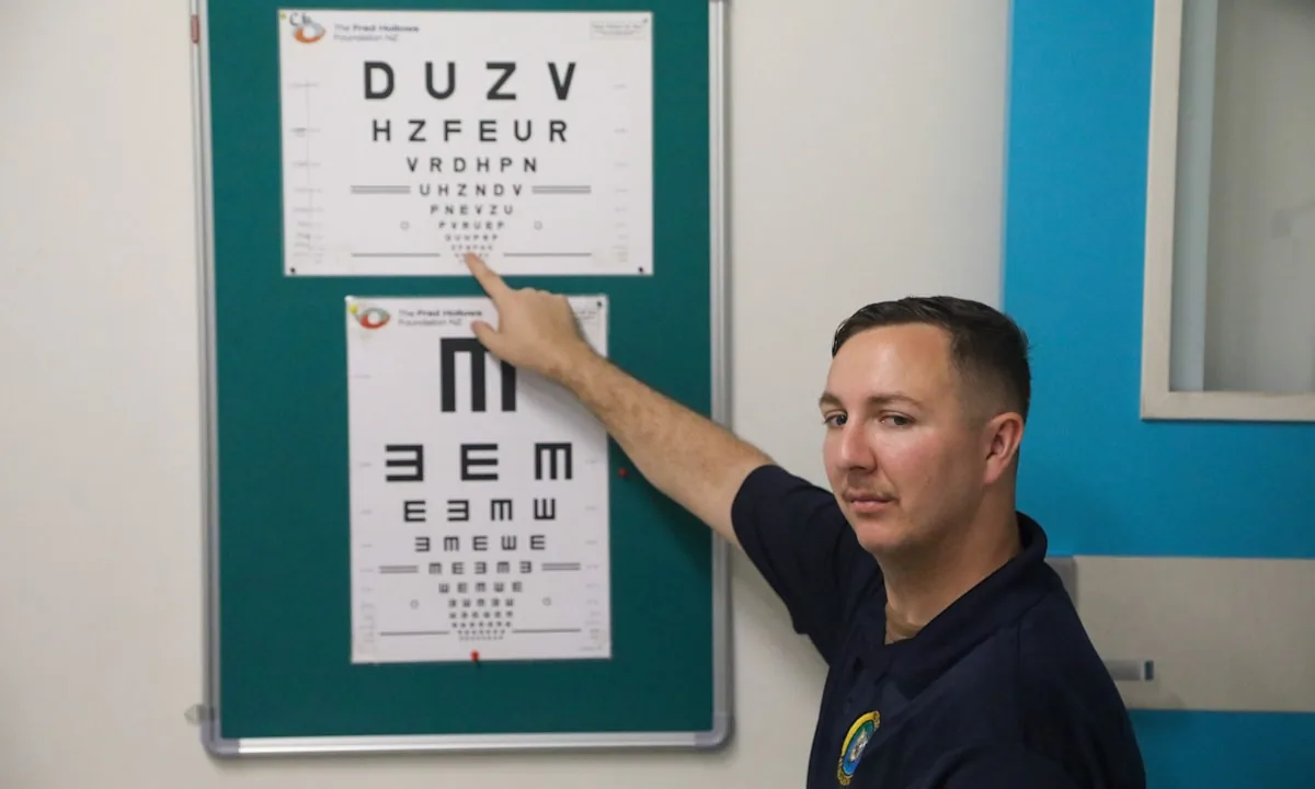 An optical vision test chart, representing the challenge of AI recognizing text through images.