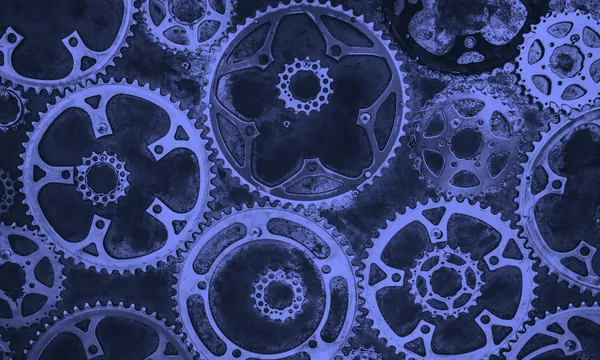 Interlocking gears representing predator and prey cycles