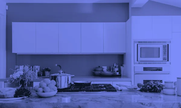 Clean and organized minimalist kitchen counter