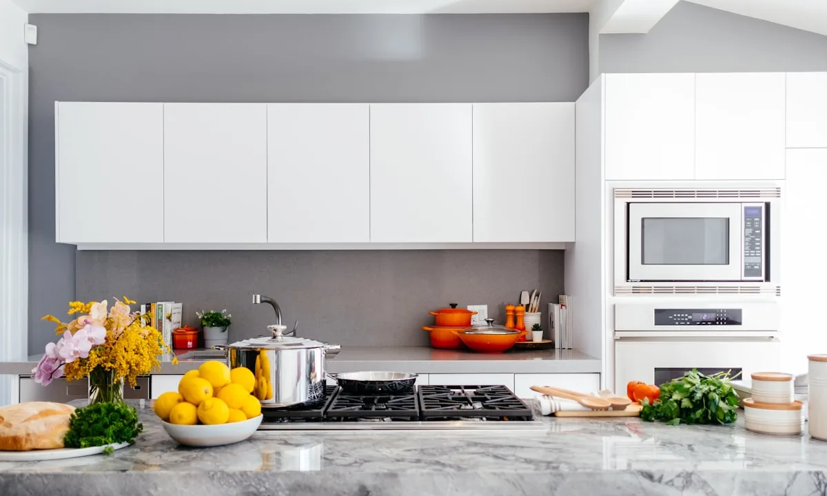 Clean and organized minimalist kitchen counter