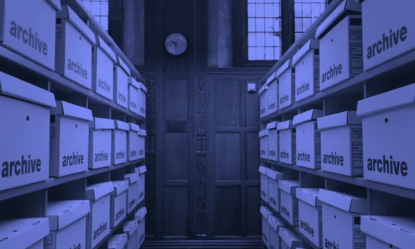 A room full of overflowing archive boxes representing an overcluttered memory