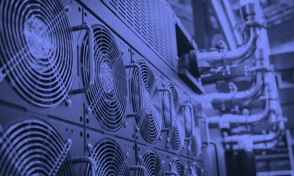 Massive rows of glowing servers in a data center
