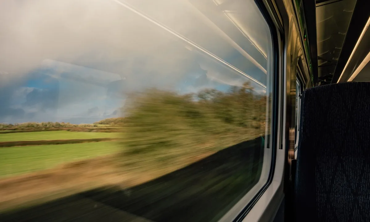 A speeding train, representing the illusion of velocity in AI coding.