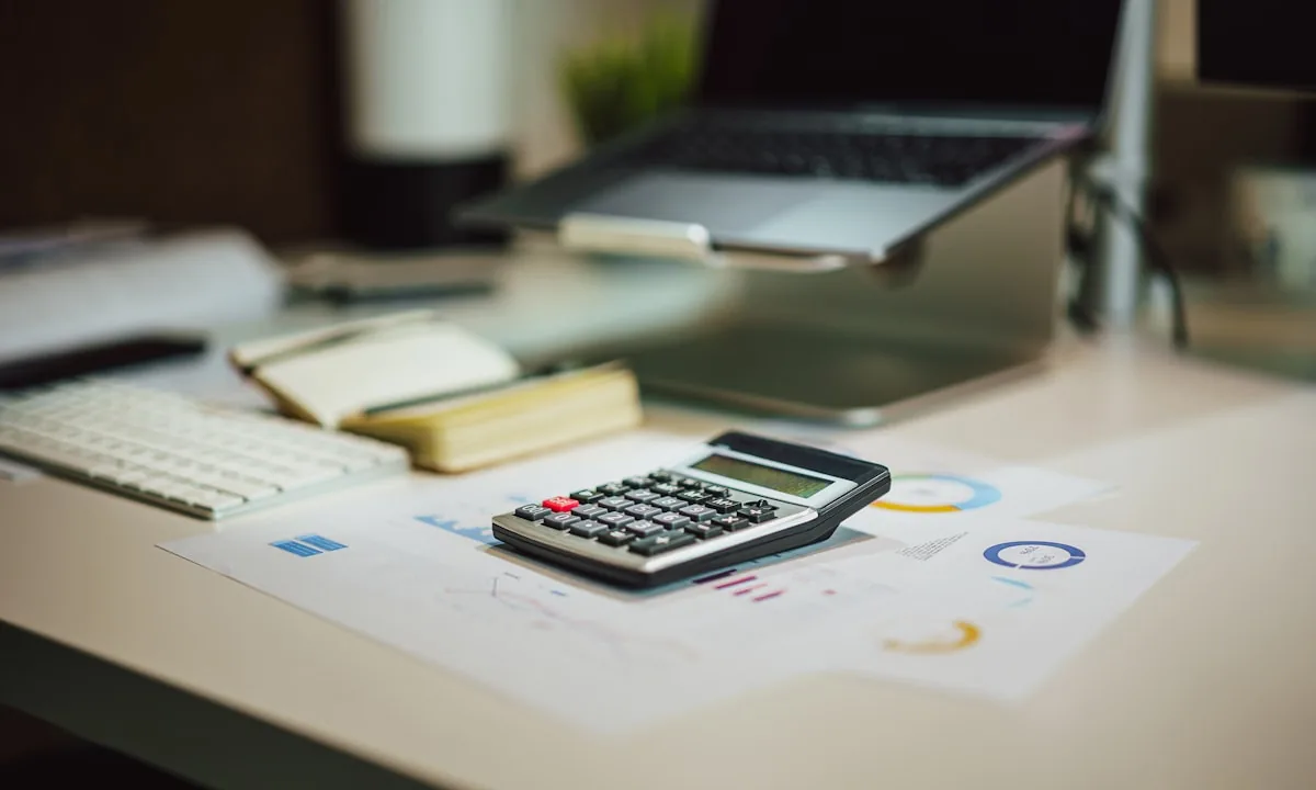 Accounting calculator with financial documents
