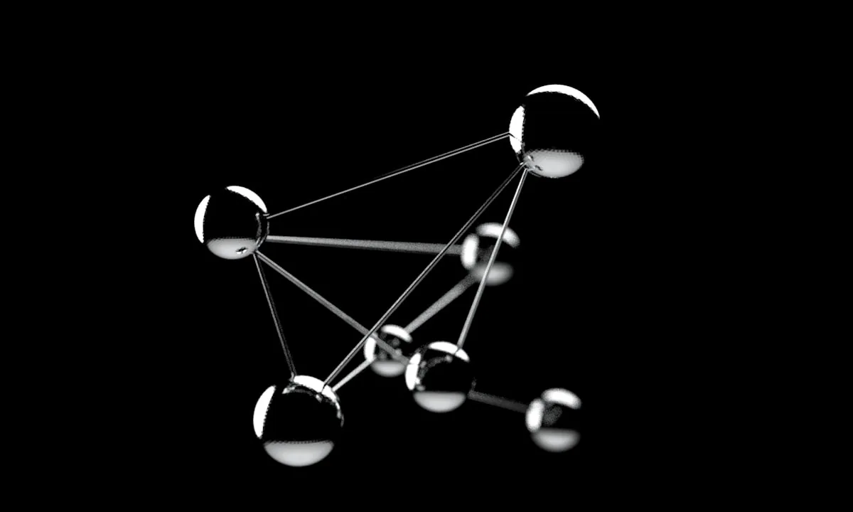 A 3D render showing the molecular structure of water resembling Mickey Mouse