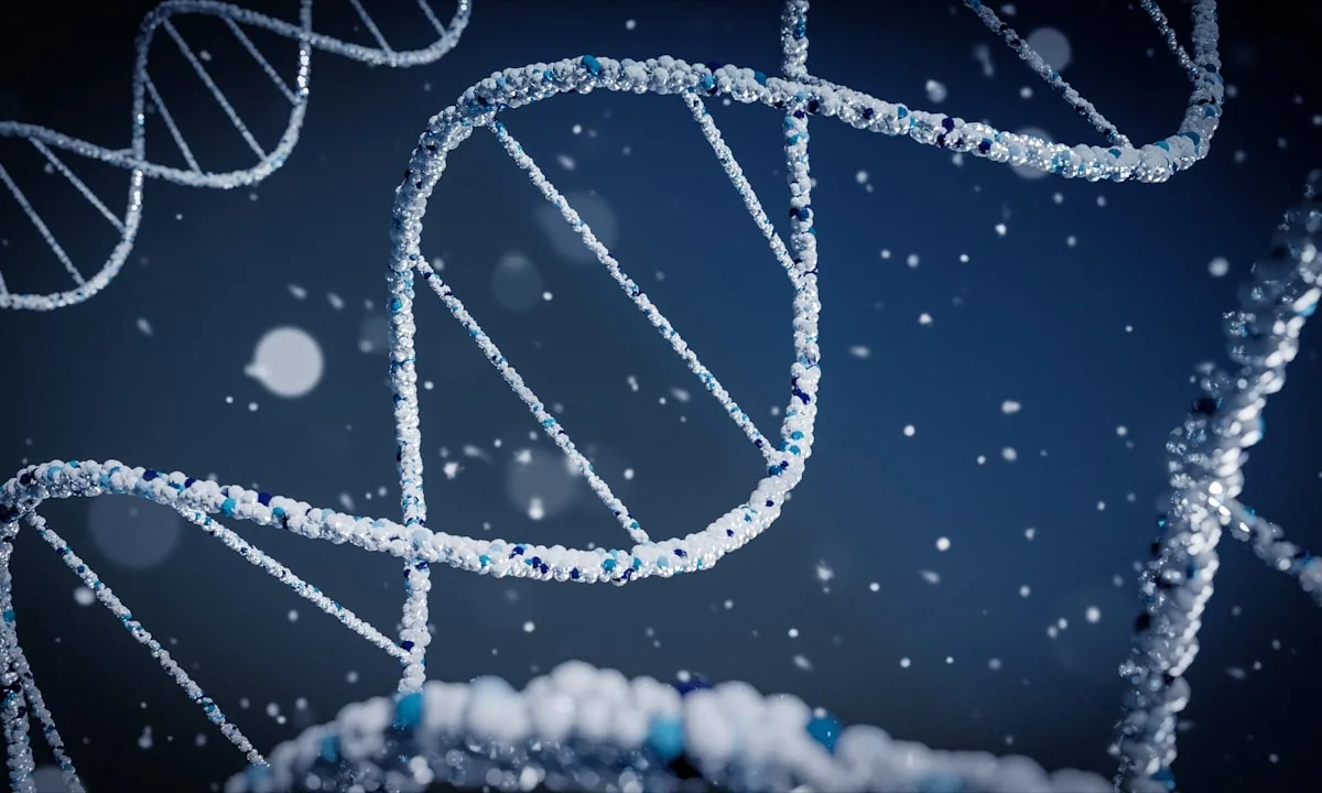 Abstract 3D rendering of a DNA double helix