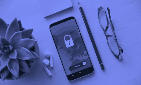 A lock icon on a phone screen representing data privacy.