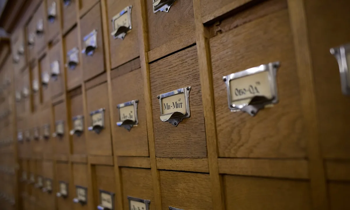 Neatly organized filing cabinets representing structured, machine-readable data