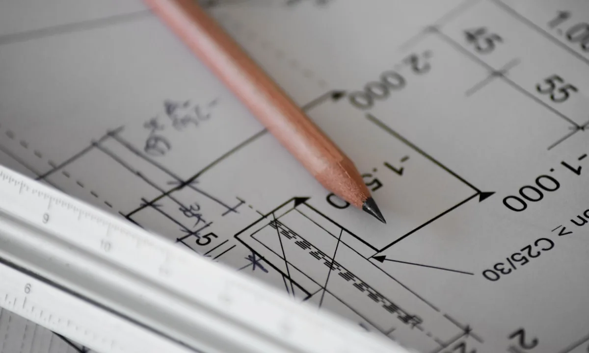 Bản vẽ thiết kế kiến trúc hệ thống trên bàn làm việc