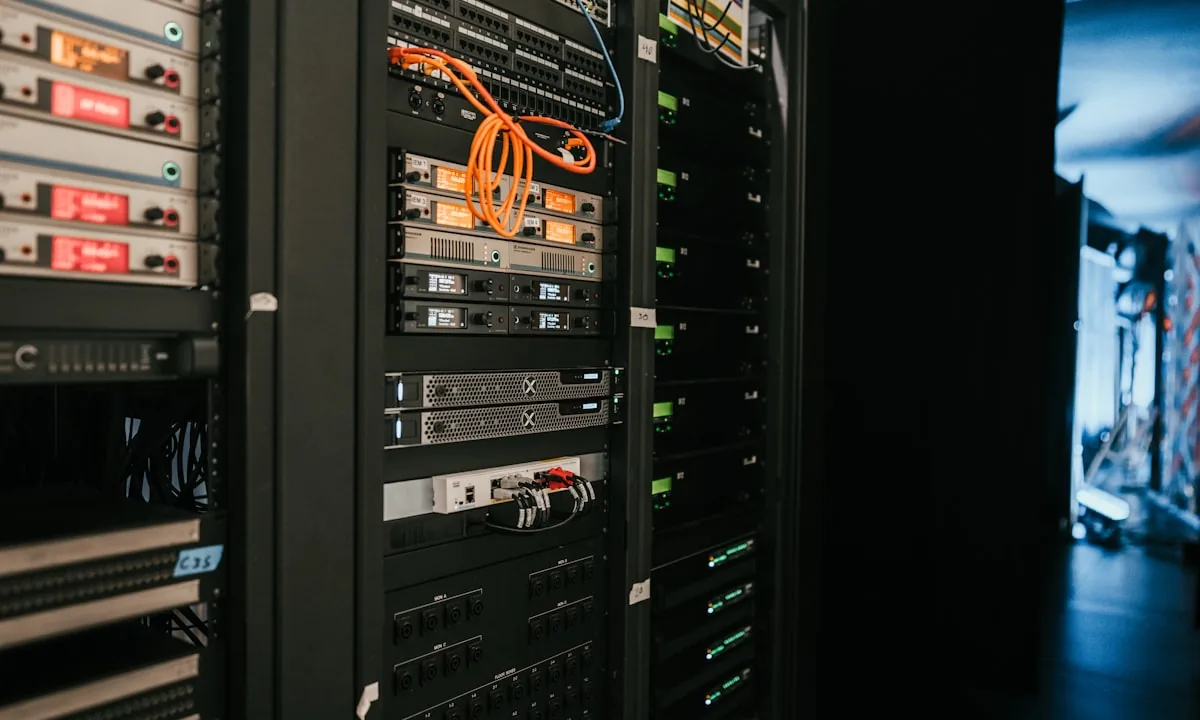 A server rack representing API token routing infrastructure.